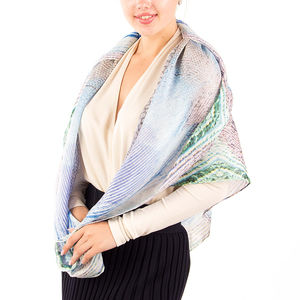 ATHENA PROCOPIOU BLUE, IVORY, WHITE SQUARE SCARF | WOMENS SIZE 114X114